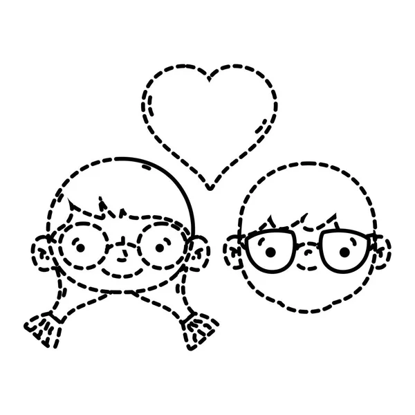 Gepunktete Form Paar Kopf Zusammen Mit Herz Liebe Symbol Vektor — Stockvektor