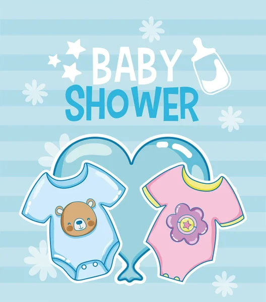 婴儿淋浴蓝卡矢量插图图形设计 — 图库矢量图片