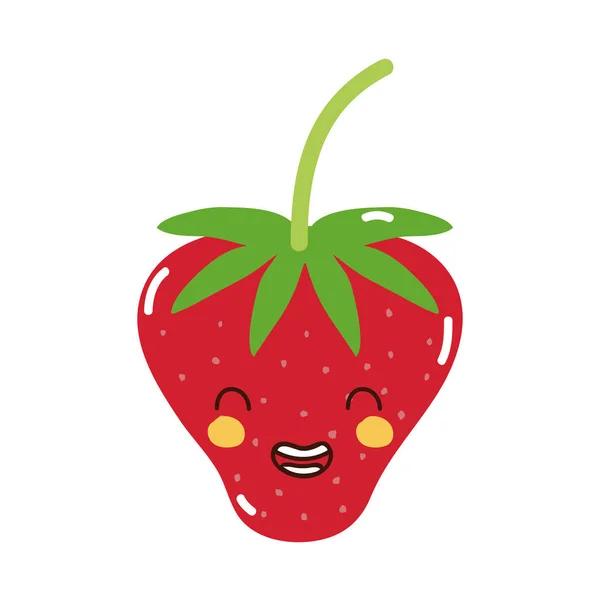 Coloré Mignon Starwberry Kawaii Sourire Fruit Vecteur Illustration — Image vectorielle
