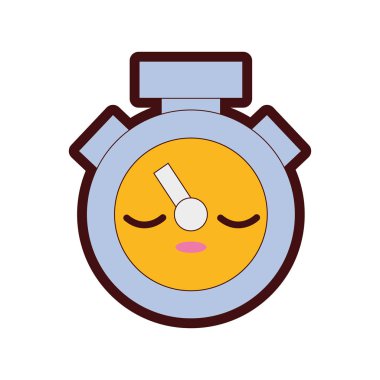 çizgi rengi uyku ve sevimli Chronometre nesne kawaii vektör çizim