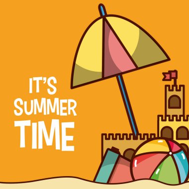 Yaz saati karikatür kart vektör çizim grafik tasarım