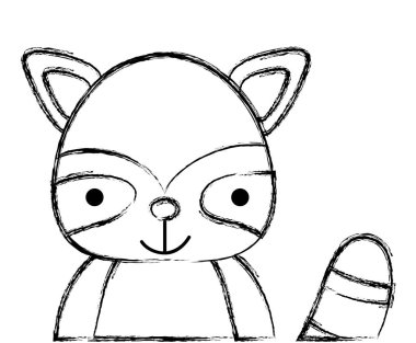 Grunge çok güzel ve mutlu rakun vahşi hayvan vektör çizim
