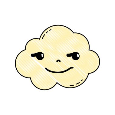 rendelenmiş rogue ve sevimli bulut kawaii hava vektör çizim