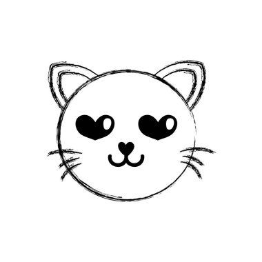 aşık kedi baş sevimli hayvan vektör çizim şekil