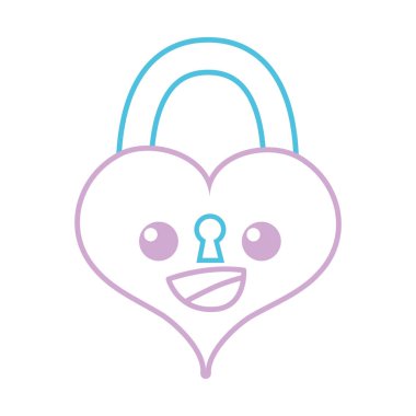 renkli mutlu ve sevimli kalp asma kilit kawaii vektör çizim