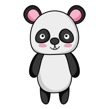mutlu ve sevimli panda vahşi hayvan vektör çizim