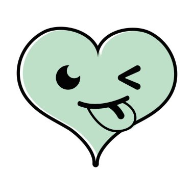 Renk komik kalp tutku kawaii karakter vektör çizim