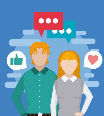 Çift sosyal medya vektör çizim grafik tasarımı ile