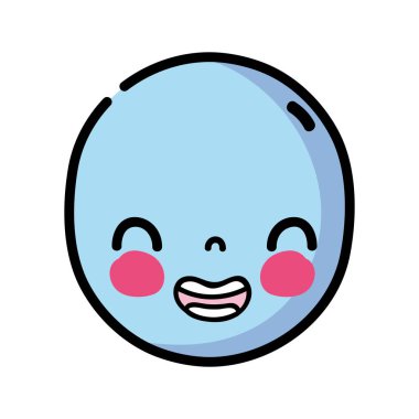 Kawaii şirin gülümsemek yüz ifade vektör çizim