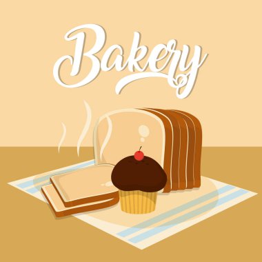 Masa örtüsü vektör çizim grafik tasarımı üzerine lezzetli ekmek yapım ürünleri