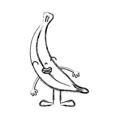 Kawaii muz gülümseme meyve ile kol ve bacak vektör çizim şekil