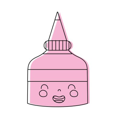 renk kawaii sevimli gülümseme tutkal şişesi vektör çizim