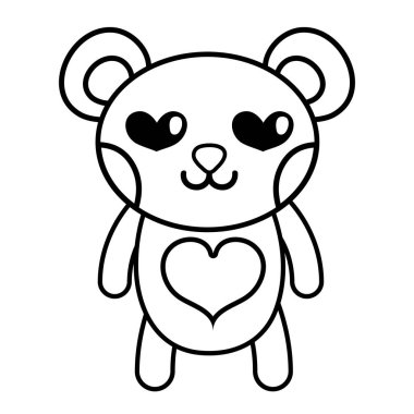 ayı sevimli vahşi hayvan vektör çizim satırı âşık