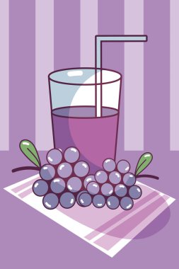 Kupası doğal ve taze çizgi film vektör çizim grafik tasarım üzüm suyu