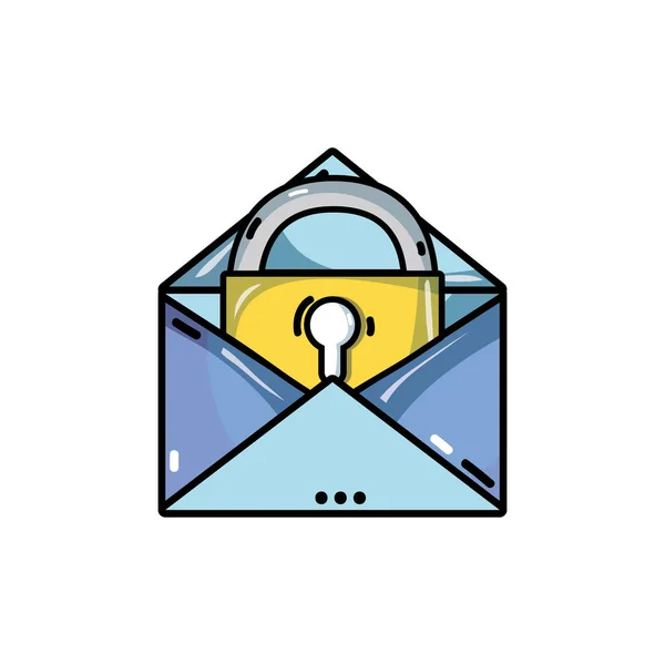 Mail Mesage Padlock Insite Security Information Vector Illustration — Stock Vector