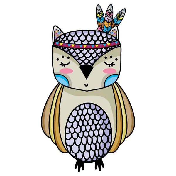 Cute Owl Animal Feathers Design Vector Illustration — Stock Vector