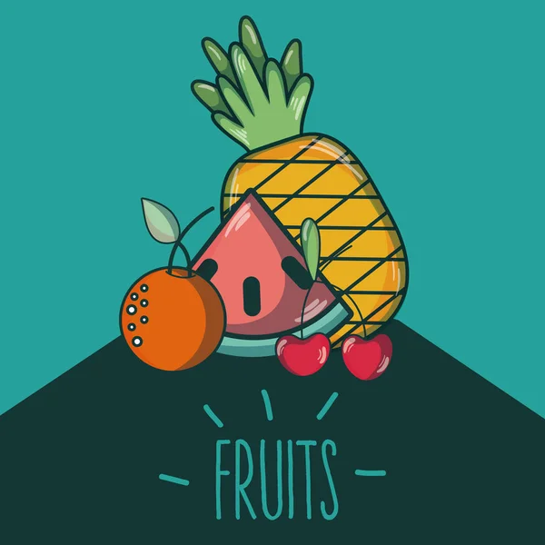 Frutti Dolci Cartoni Animati Vettoriale Illustrazione Grafica — Vettoriale Stock