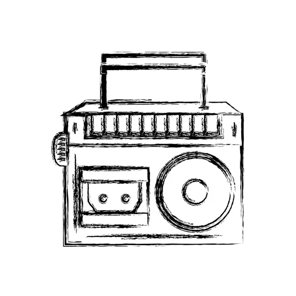 Equipo Radio Figura Para Escuchar Música Con Ilustración Vectorial Cassette — Vector de stock