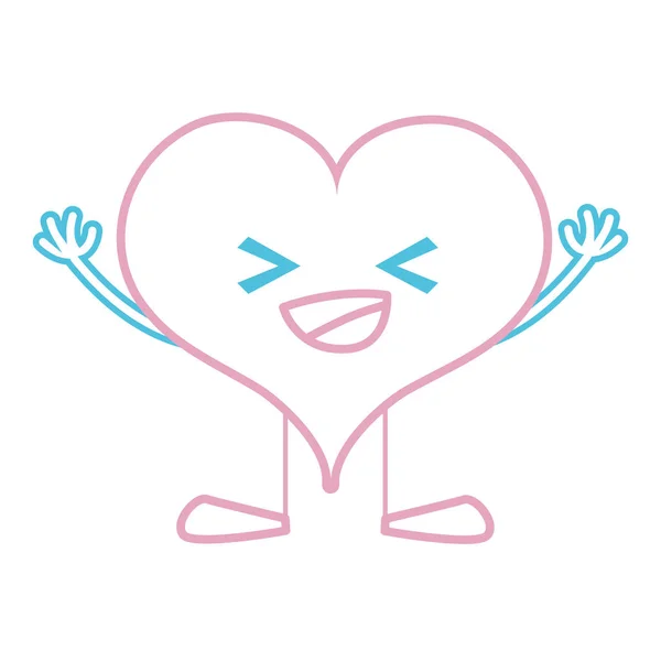 Farblinie Happy Heart Passion Kawaii Mit Armen Und Beinen Vektorillustration — Stockvektor