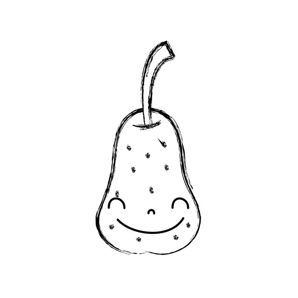 Figure Poire Mignonne Kawaii Heureux Fruit Vecteur Illustration — Image vectorielle