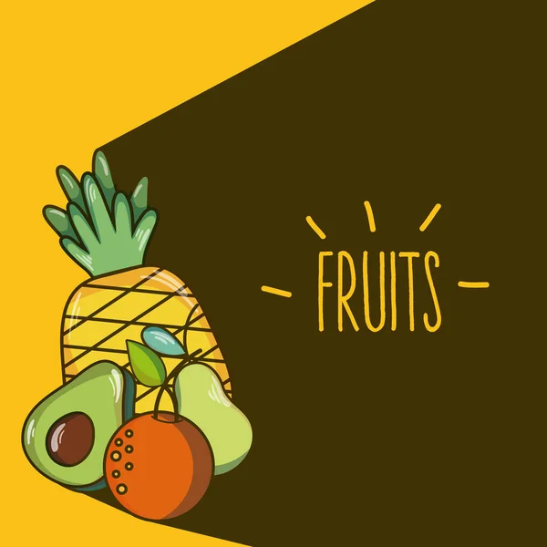 Süße Früchte Cartoons Vektor Illustration Grafik Design — Stockvektor