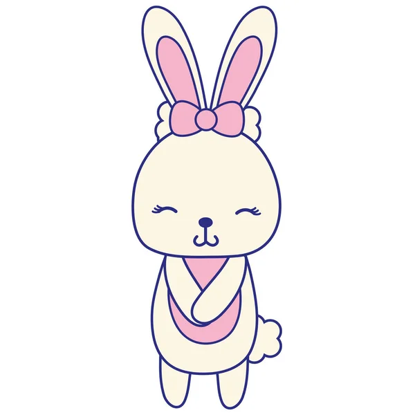 Volle Farbe Niedlich Und Schüchtern Kaninchen Weiblich Wildtier Vektor Illustration — Stockvektor