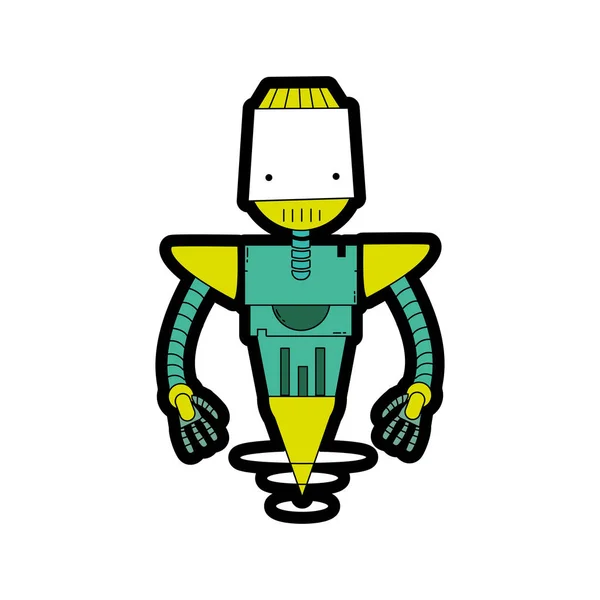 Line Färg Teknik Robot Med Maskin Robotkropp Vektorillustration — Stock vektor
