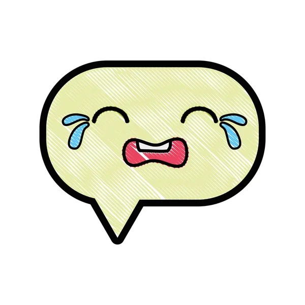 Grated Crying Chat Bubble Kawaii Cartoon Vector Illustration — Stock Vector