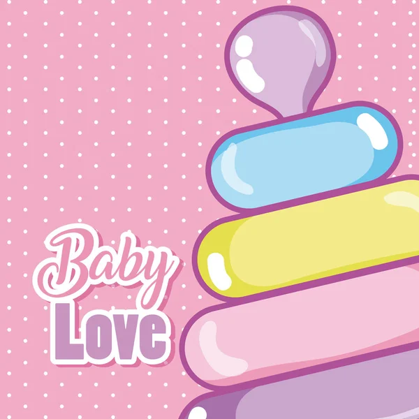 Baby Love Cartoons Met Puzzel Toren Vector Illustratie Ontwerp — Stockvector