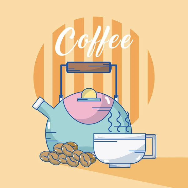 Coffee Kettle Cup Vector Illustration Graphic Design — Stock Vector