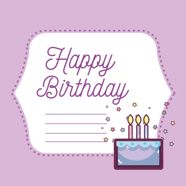 Joyeux Anniversaire Carte Avec Espace Note Vierge Mignon Dessin Animé — Image vectorielle