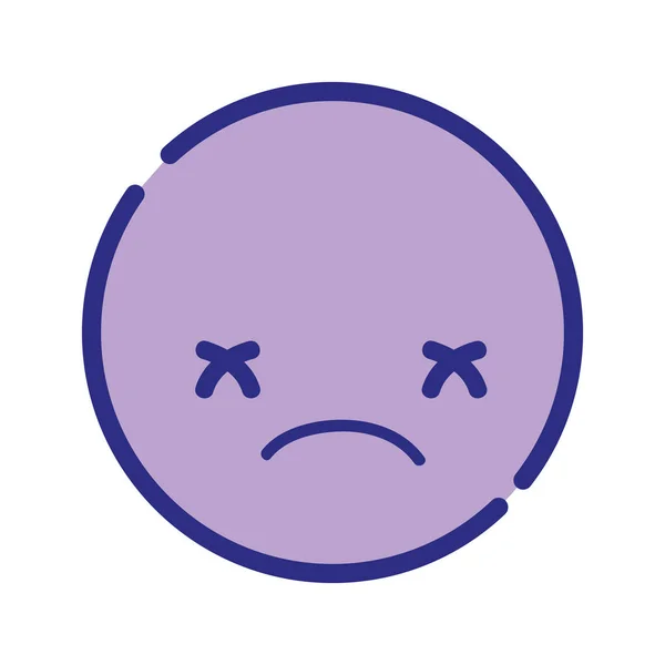 Colorful Kawaii Head Cute Sad Face Vector Illustration — Stock Vector