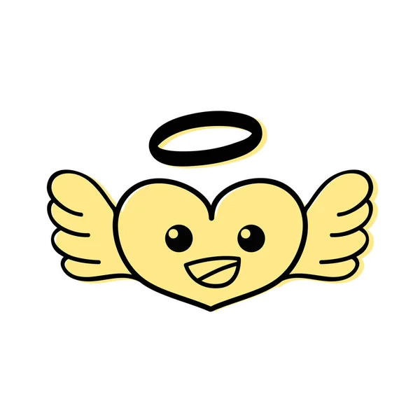 Cor Feliz Coração Anjo Kawaii Cartoon Vetor Ilustração —  Vetores de Stock