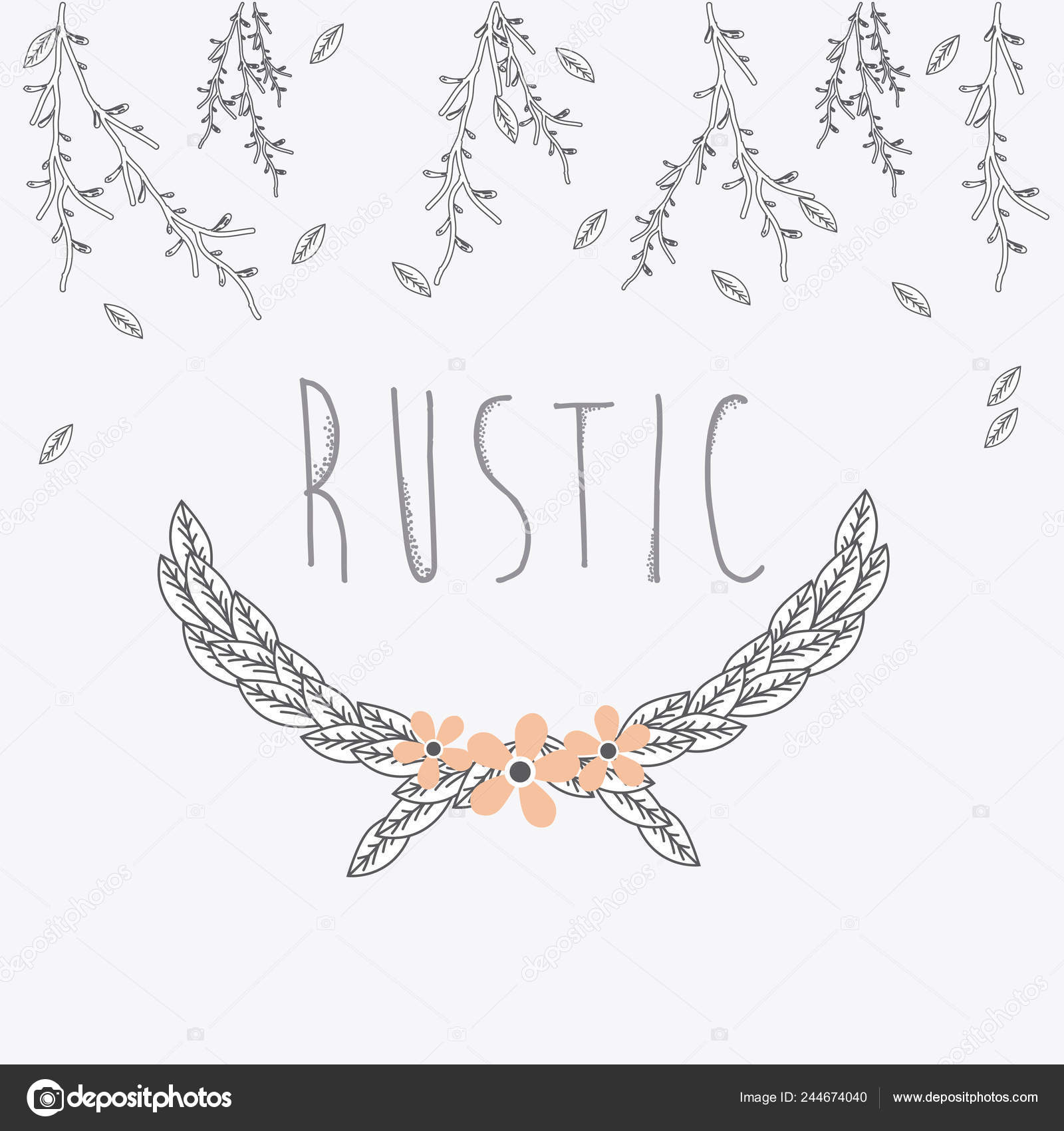 Rustic Wreath Hand Drawn Icon Vector Illustration Graphic Design Stock ...