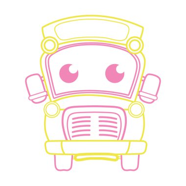 renkli sevimli ve ihale okul otobüsü kawaii vektör çizim