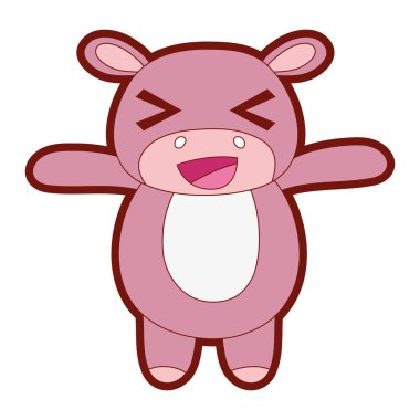 çizgi renk sevimli ve neşeli hipopotam vahşi hayvan vektör çizim