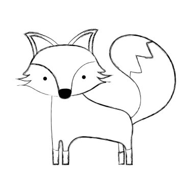 Grunge şirin fox vahşi hayvan orman vektör şekil