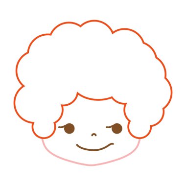 renkli çocuk kafa kıvırcık saçlı ve haydut yüz vektör çizim