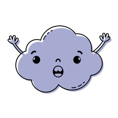 sürpriz ve sevimli bulut kawaii hava silah ile vektör çizim renk