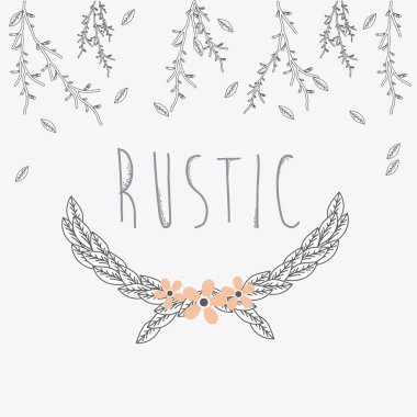 Simge vektör çizim grafik tasarım rustik çelenk el çekilmiş