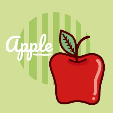 Elma meyve karikatür renkli arka plan vektör çizim grafik tasarım