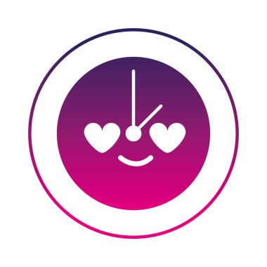 siluet daire masa saati içinde aşk kawaii karikatür vektör çizim