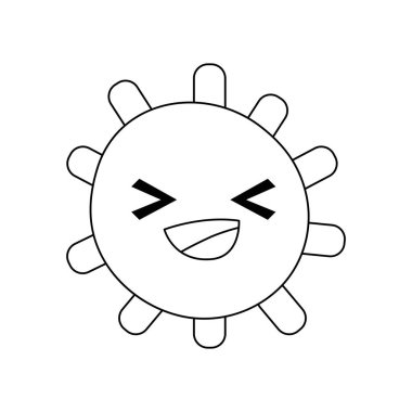 satır neşeli güneş ışıkları ray kawaii vektör çizim ile