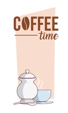 Kahve saati kavramı karikatür vektör çizim grafik tasarım