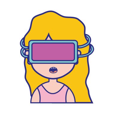 sanal video oyun vektör çizim için 3d gözlük ile kız