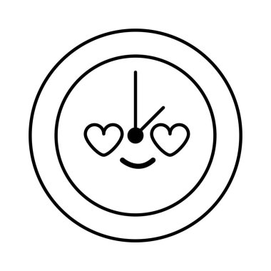 çizgi daire masa saati içinde aşk kawaii karikatür vektör çizim