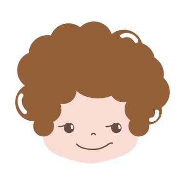 tam renkli çocuk kafa kıvırcık saçlı ve haydut yüz vektör çizim