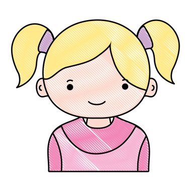 iki kuyruk saç vektör çizim ile rendelenmiş mutlu kız