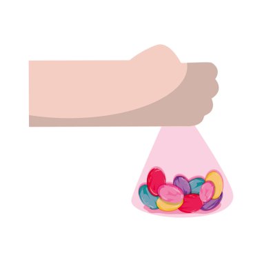 çanta vektör çizim içinde şeker Bademli el