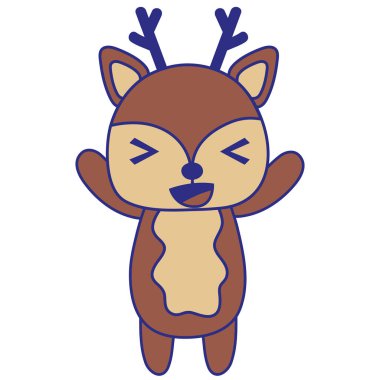 tam renkli sevimli ve neşeli geyik vahşi hayvan vektör çizim